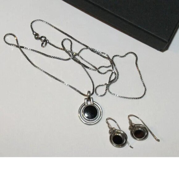 SU Sterling Silver 925 Necklace with Pendant & Earrings Set - 23 in - Picture 9 of 10